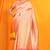 Peach banarasi silk blend saree with zari woven border