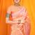 Peach banarasi silk blend saree with zari woven border