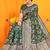 Bottle green banarasi silk blend saree with zari woven border