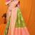 Light green banarasi silk blend saree with pink zari woven border