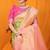 Light green banarasi silk blend saree with pink zari woven border