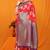 Red banarasi silk blend saree with pink zari woven border