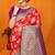 Red banarasi silk blend saree with pink zari woven border
