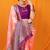 Light pink banarasi silk blend saree with pink zari woven border