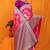 Rani pink banarasi silk blend saree with pink zari woven border