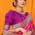 Rani pink banarasi silk blend saree with pink zari woven border