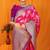Rani pink banarasi silk blend saree with pink zari woven border