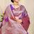 Purple banarasi silk blend saree with zari checkered weave