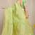 Light lime green banarasi silk blend saree with zari checkered weave
