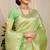 Light lime green banarasi silk blend saree with zari checkered weave