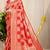Red banarasi silk blend saree with zari checkered weave