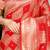 Red banarasi silk blend saree with zari checkered weave
