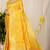 Yellow banarasi silk blend saree with zari checkered weave