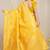 Yellow banarasi silk blend saree with zari checkered weave