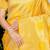Yellow banarasi silk blend saree with zari checkered weave