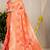 Peach banarasi silk blend saree with zari checkered weave
