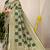 Bottle green banarasi silk blend saree with zari checkered weave