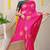 Rani pink silk blend saree with bottle green zari border and circular motifs