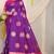 Purple silk blend saree with rani pink zari border and circular motifs