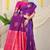 Purple silk blend saree with rani pink zari border and circular motifs
