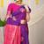 Purple silk blend saree with rani pink zari border and circular motifs