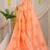 Light peach silk blend saree with rust orange zari border and circular motifs