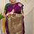 Wine purple silk blend saree with bottle green zari border and circular motifs