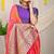 Pink silk blend saree with purple zari border and circular motifs