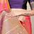 Pink silk blend saree with purple zari border and circular motifs
