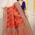 Red & orange patola silk blend saree with royal blue  zari border