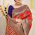 Red & orange patola silk blend saree with royal blue  zari border
