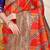 Red & orange patola silk blend saree with royal blue  zari border
