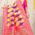 Yellow & purple patola silk blend saree with rani pink zari border