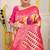Yellow & purple patola silk blend saree with rani pink zari border