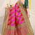 Rani pink & red patola silk blend saree with dark green zari border