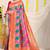Multicolor patola silk blend saree with red zari border