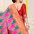 Multicolor patola silk blend saree with red zari border
