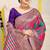 Multicolor patola silk blend saree with purple zari border