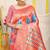 Multicolor patola silk blend saree with light pink zari border