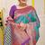 Aqua blue and teal green patola silk blend saree with purple zari border