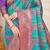 Aqua blue and teal green patola silk blend saree with purple zari border