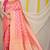 Rani pink woven banarasi silk blend saree with blouse piece