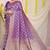 Purple woven banarasi silk blend saree with blouse piece