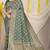 Dark green woven banarasi silk blend saree with blouse piece