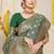 Dark green woven banarasi silk blend saree with blouse piece