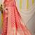 Red woven banarasi silk blend saree with blouse piece