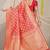 Red woven banarasi silk blend saree with blouse piece