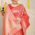 Red woven banarasi silk blend saree with blouse piece