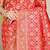 Red woven banarasi silk blend saree with blouse piece