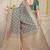 Teal green woven banarasi silk blend saree with blouse piece